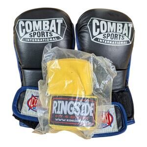 Combat Sports MMA Training Gloves Large Open Palm Boxing Gloves Max Strike Black